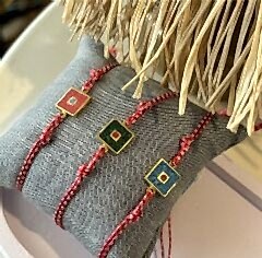 Gümüş Kırmızı İp Bileklik