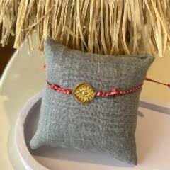 Gümüş Kırmızı İp Bileklik