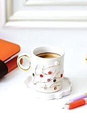 Çiçekli Duble Türk Kahvesi Fincanı