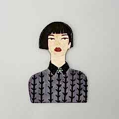 Siyah Saçlı Kız Portre Duvar Süsü