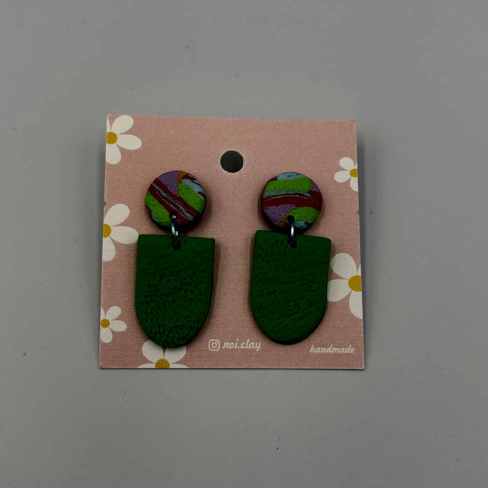 Yeşil El Yapımı Fimo Küpe